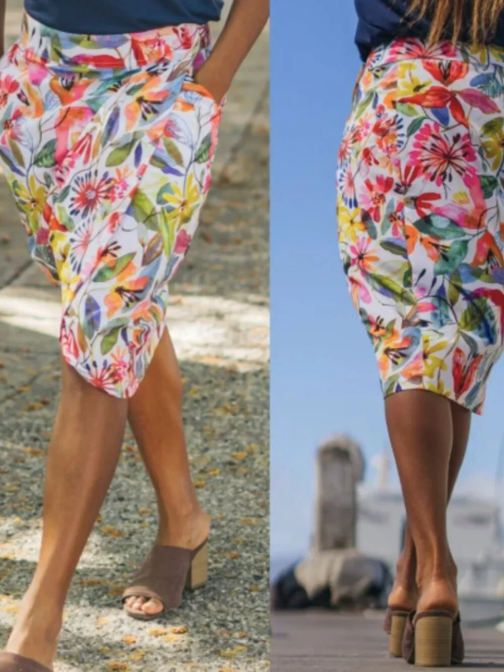Rip Skirt Hawaii Watercolor Wildflower Adjustable Pockets Wrap Skirt XL